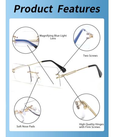 JM 3-Pack Frameless Blue Light Blocking Reading Glasses for Men - Mixed Color 1.0X Computer Readers - Buy Online on GoSupps.com