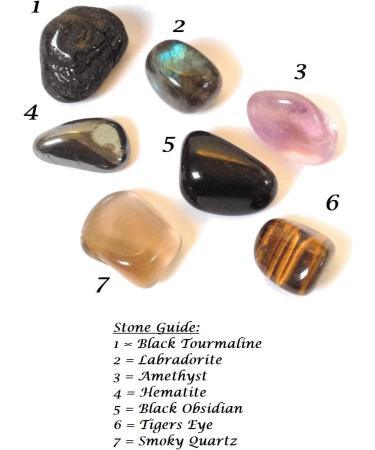 7 x Tumblestone Protection Pack - Tourmaline - Labradorite - Obsidian - Amethyst - Smokey Quartz - Hematite - Tigers Eye - Tumble Stone Pack - Buy Online on GoSupps.com