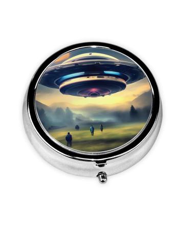 UFO Landinground Pill Box 3 Compartment Round Pill Box Organizer Portable Travel Pill Box for Traveling.