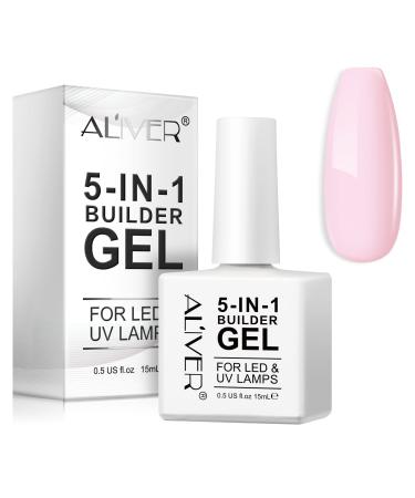 Builder Gel 5 in 1 Builder Gel for Nails Quick Building Nail Strengthener Gel 15ml Professional Nail Repair Supplies Builder Gel in a Bottle (pink) (pink)