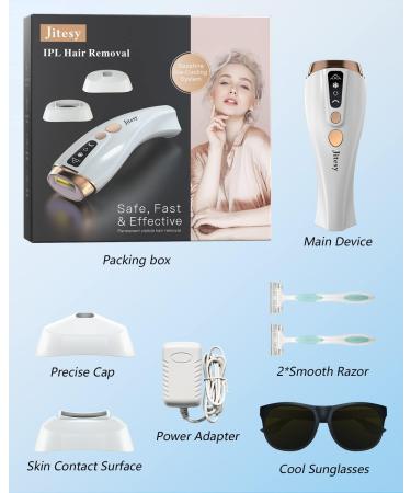 Jitesy IPL Hair Removal Device for Women and Men - Permanent & Painless 2-in-1 Hair Remover with Ice Cooling Technology - Unlimited Flashes, Home Use for Facial, Arms, Legs, Bikini - JT1 Gold - Buy Online on GoSupps.com
