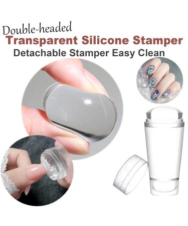 French Tip Nail Stamper Set - Double Sided Clear Silicone Stampers for DIY Nail Art - Includes Scraper - 2 Pack - Buy Online on GoSupps.com