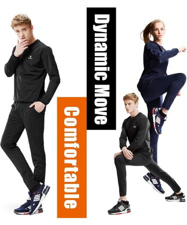 KEBILI Women's Sauna Suit for Weight Loss - Black Round Sweatshirt Top & Pants Set (Size L) - Buy Online on GoSupps.com