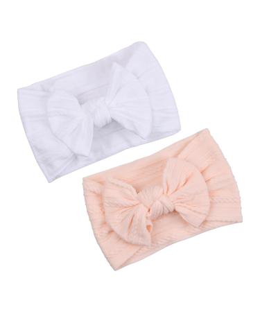 Volumoon Baby Girls Hair Bands - Soft Elastic Forehead Straps & Curved Knot Design | 2 Pack Nylon Headbands for Newborns & Toddlers - Buy Online on GoSupps.com