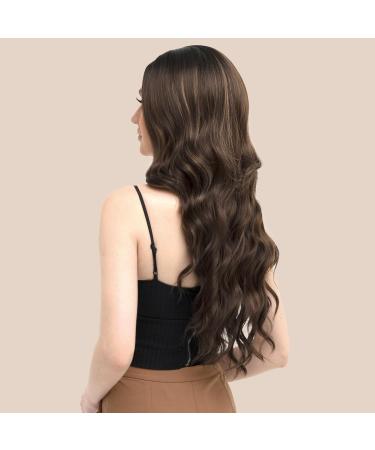 Fine Long Corrugated Brown Blonde Wig for Women | Medium Part Curly Wavy Synthetic Hair - 65 cm Perfect for Daily Wear & Parties - Buy Online on GoSupps.com