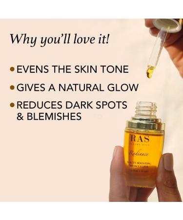 Radiance Beauty-Boosting Face Elixir | Hydrating Moisturiser Serum with Organic Rosehip Oil | Fast Absorbing Non-Sticky | 0.20 Fl Oz - RAS LUXURY OILS - Buy Online on GoSupps.com