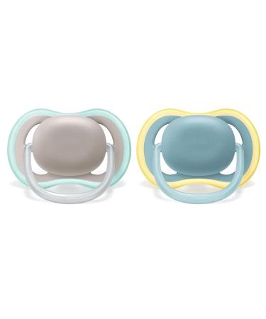 Philips Avent Ultra Air Pacifier 2 Pack - BPA-Free Breathable for 18+ Months Includes Sterilization Box - Light Green/Gray (SCF349/01) - Buy Online on GoSupps.com