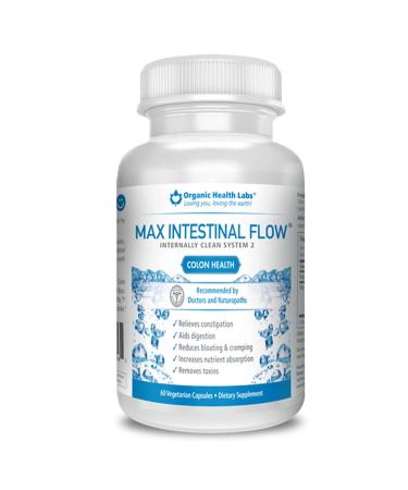 Organic Health Labs Max Intestinal Flow Natural Colon Cleanse to Support Bowel Regulation Excellent Body Cleanse Detox for Men and Women 60 Veggie Capsules