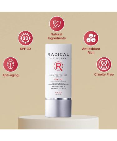 Radical Skincare Skin Perfecting Screen SPF 30 | UVA/UVB Protection, Wrinkle Blur, Makeup Primer | All Skin Types | Paraben & Cruelty Free | Clinically Proven | 1.3 Fl Oz - Buy Online on GoSupps.com