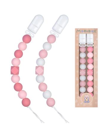 Pacifier Clips for Baby Boys Girls Paci Clip Holder Birthday Gift 2 Pack (Pink) - Buy Online on GoSupps.com
