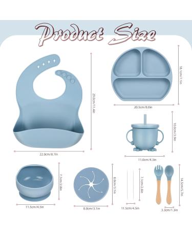 ZS ZHISHANG Baby Weaning Set - Silicone Baby Feeding Set with Suction Bowls, Plates, Cups, and Cutlery - Blue | Perfect Baby Gift - Buy Online on GoSupps.com