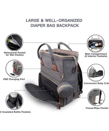 Fexkean Diaper Bag Backpack Large Capacity Portable Travel Baby Bag with Foldable Children's Bed & Multi-Functional Design - Ideal for Parents on the Go - Buy Online on GoSupps.com