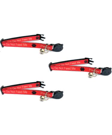 Worded Cat Collars Please Do Not Feed Me/I Am Microchipped | Safe Quick Release Breakaway Buckle | Zacal Cat Collars - Red Please Do Not Feed Me Red Please Do Not Feed Me (Pack of 3)