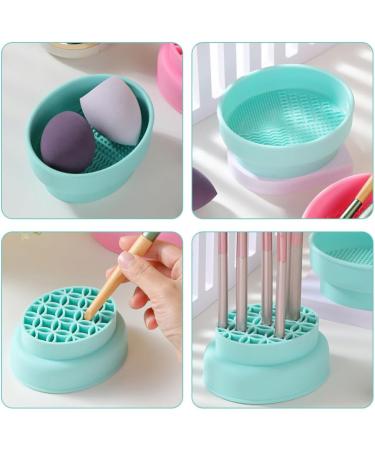 FOMIYES 2 in 1 Makeup Brush Cleaning Mat with Brush Drying Holder Silicone Brush Cleaner Pad Cosmetic Brush Organizer Rack Portable Washing Tool for Makeup - Buy Online on GoSupps.com