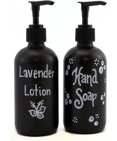 Black Coated 8-Ounce Glass Pump Bottles (4-Pack) for Lotions, Liquid Soap, Aromatherapy - Cornucopia Brands - Buy Online on GoSupps.com
