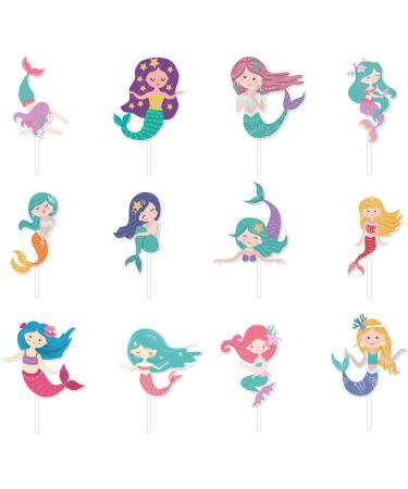 36 Pieces Mermaid Cupcake Toppers Mermaid Birthday Party Cupcake Picks Cake Decorations for Under The Sea Baby Shower Birthday Party Decorations Supplies - Buy Online on GoSupps.com