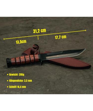 Carp Deal Outdoor Knife with Leather Holster - Stylish Black Blade Hunting & Survival Bushcraft Knife with Elegant Handle - Buy Online on GoSupps.com