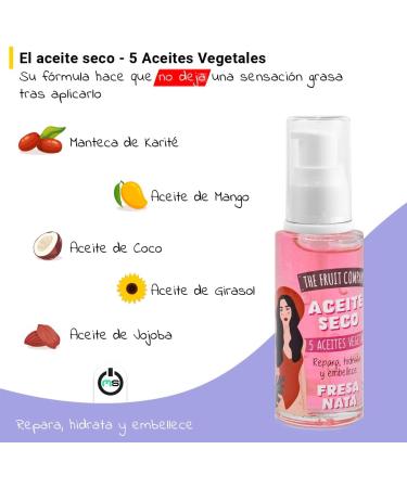 The Fruit Company NATA Strawberry Dry Oil 50ml | Dry Oil Glitter | 5 Vegetable Oils Repairs Hydrates & Beautifies - Shine Shine - Buy Online on GoSupps.com