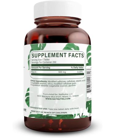 Natural Nutra Time-Release 500mg Niacin Vitamin B3 for Energy & Heart Health - 250 Vegan Tablets - Buy Online on GoSupps.com
