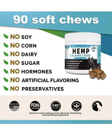 Hemp Dog Calming Treats | Helps with Dog Anxiety Barking Stress Relief Fear Thunderstorm Travel Issues | Natural Dog Calming Product | Hemp Chews Dog Food Anxiety Relief Calming Treats - Buy Online on GoSupps.com