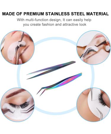 FOMIYES 1 Set Stainless Steel Eyelash Tweezers Precision Tweezers Curved Lash Tweezers Professional Tweezers Ladies Suits Lash Extension Tweezers Golden Clip Miss Fake Eyelashes 13X1cm Colorful - Buy Online on GoSupps.com