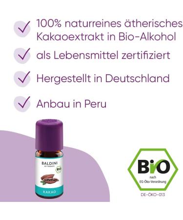 Baldini Organic Cocoa Extract - 100% Natural Liquid for Baking - 5ml (1 Pack) Cocoa Aroma - Buy Online on GoSupps.com