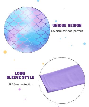 Girls Two Piece Long Sleeve Swimsuit UPF 50+ Protection Bathing Suit | Purple Mermaid | 5-6 Years - Buy Online on GoSupps.com