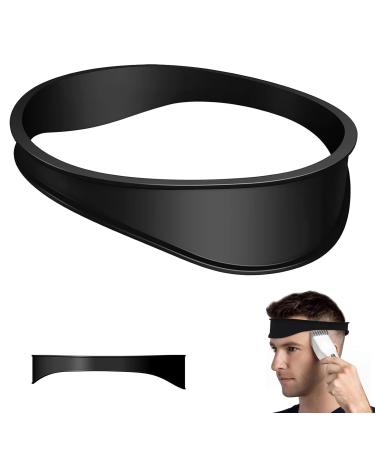 Xinlon 2 pieces curved silicone haircut band hair cutting instructions for men haircut ribbon shaving template for DIY home haircuts for shaving the neck section slippery silicone
