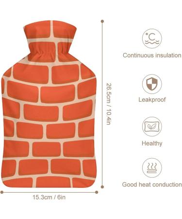 Red Brick Wall Hot Water Bottle with Plush Cover - Hand Warmer for Adults & Kids 26.5x15.3cm - International Shipping Available - Buy Online on GoSupps.com
