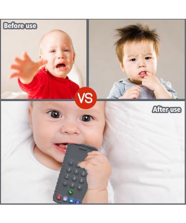 Cellphone Shape Silicone Teething Toys for Babies 3-12 Months - BPA Free, Soft-Textured (2 Pack/Gray+Purple) - Buy Online on GoSupps.com