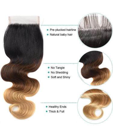 Ombre Hair Extension 3 Tone Blonde Lace Closure 4x4 Swiss Lace Free Part Closure with Baby Hair Body Wave Hair Long Blond Remy Hair Closure for Women 1b/4/27 Closure 18 Inch 18 inch 1B/4/27 closure body wave - Buy Online on GoSupps.com