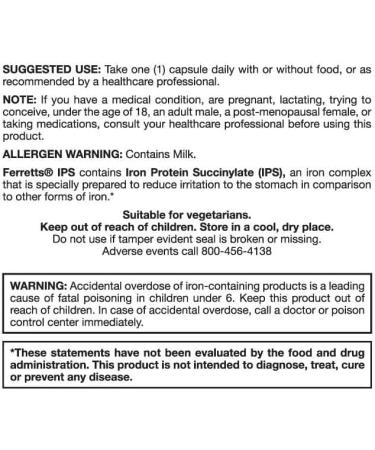 Ferretts IPS Iron Capsules 100 - High Absorption Iron Supplement - Buy Online on GoSupps.com