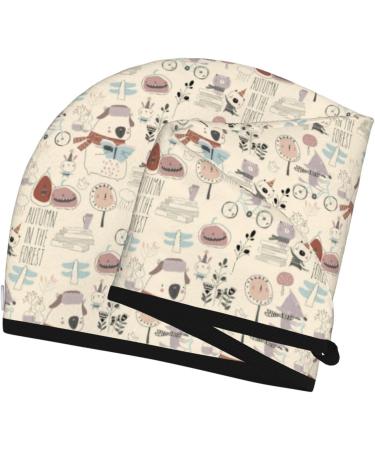 Buy Cute Animals Autumn Forest Microfiber Hair Towel Super Absorbent Coral Velvet Wrap for Long Curly & Thick Hair - Buy Online on GoSupps.com