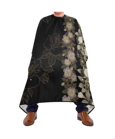 Waterproof Barber Cape -rose flower pattern Cheetah Haircut Bib for Men Unisex Hair Cutting Cape(8rp1a)