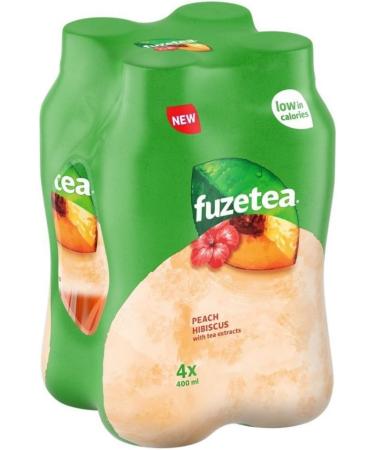 Fuze Tea Peach Hibiscus 4 x 400ml - Delicious Peach and Hibiscus Flavored Tea - Buy Online on GoSupps.com