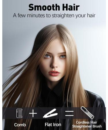 Portable Hair Straightener Brush | Cordless USB Rechargeable Travel Flat Iron | Fast Heating Anti-Scald Hair Styling Tool - Buy Online on GoSupps.com