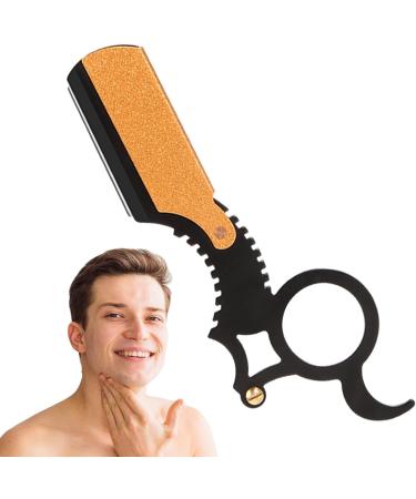 YouPo Cut-Throat Razor | Manual Barber Finger Razor Cartridge for Mustache Cleaning | Perfect for Camping Travel & Home Use - Black Gold - Buy Online on GoSupps.com