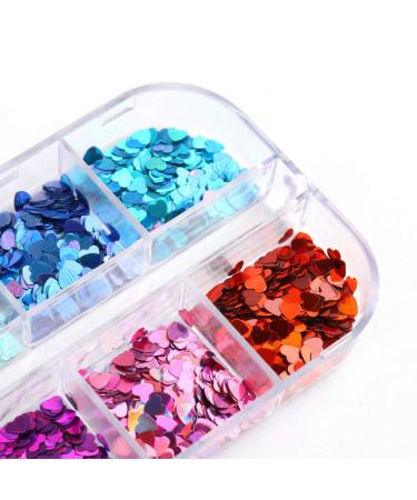24 Colors Heart Nail Glitter Sequins Set - Holographic 3D Laser Confetti for Acrylic Nail Art - Buy Online on GoSupps.com