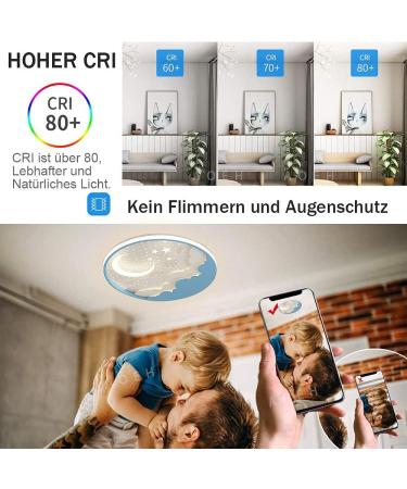 Buy LED Children Ceiling Lamp Star Moon Design Acrylic Shade Remote Control Stepless Dimming | Ultra-Thin 6cm 50W | Ideal for Bedroom & Kindergarten International Shipping Available - Buy Online on GoSupps.com