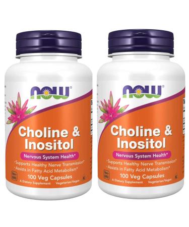 NOW Choline and Inositol 500mg, 100 Capsules (Pack of 2)
