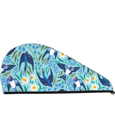 Soft Microfiber Hair Towel Wrap for Women | Flying Swallows & Spring Flowers | Quick Dry Super Absorbent | Ideal for Long Curly Short & Thick Hair - Buy Online on GoSupps.com