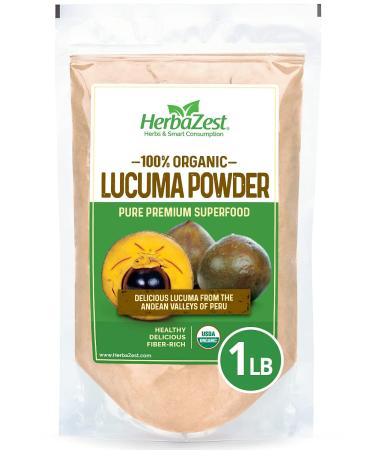 Lucuma Powder Organic - Delicious and Fiber packed - Vegan & USDA Certified - 16oz (454g) - Tasty addition to Smoothies Baked Goods Cereal Ice Cream & More! - Buy Online on GoSupps.com