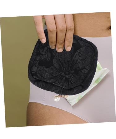 DOITOOL 4 Pcs Sanitary Napkin Storage Bag | Travel Makeup Organizer | Tampon Purses Period Kit | Cotton Linen Small Bag Black Pink | 11x11x3cm - Buy Online on GoSupps.com
