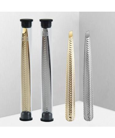 Desikixudy Stainless Steel Slanted Eyebrow Tweezers Precision Plucking & Shaping Tools for Perfect Eyebrows - Gold Color - Buy Internationally - Buy Online on GoSupps.com