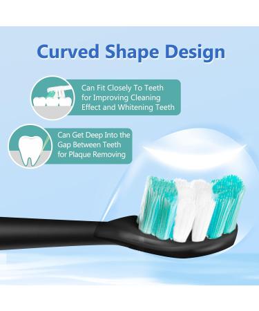5 Pack Replacement Toothbrush Heads for AquaSonic Vibe Series Electric Toothbrush - Nylon Bristles - Curved Design - Black (5 Pack) - Buy Online on GoSupps.com
