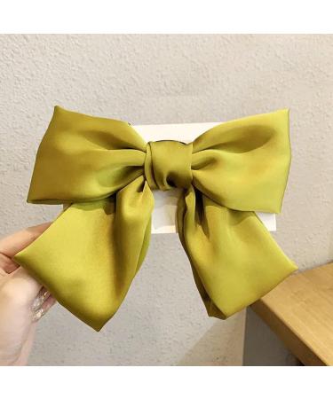 scicent Large Hair Bows Hair Barrettes Silky Satin Ribbon French Bowknot Hair Clips For Thick And Fine Hair Accessories For Women Girls Yellow - 9905 - Buy Online on GoSupps.com