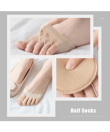 4 Pairs Women's Split Toe Socks - High Heels No Show Cushion Metatarsal Foot Pads - Anti-Slip Cotton Toe Socks - Buy Online on GoSupps.com