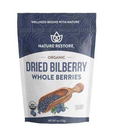 Organic Wild Dried Bilberry, Whole, 4 Ounces, Perfect for Jams, Powders, Tinctures, High in Anthocyanosides