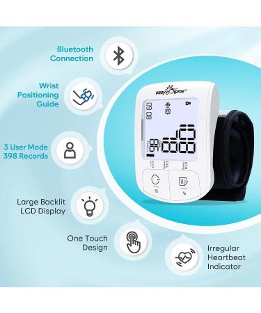 EasyHome Bluetooth Smart Wrist Blood Pressure Monitor with Large Cuff | Digital Sphygmomanometer with Heart Positioning Indicator | iOS & Android APP Compatible | EBP-085 - Buy Online on GoSupps.com