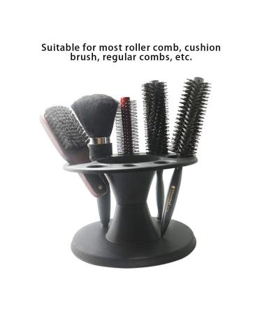 Plastic Round Hair Brush Holder - Stylish Black Hair Styling Brush Stand - Buy Online on GoSupps.com